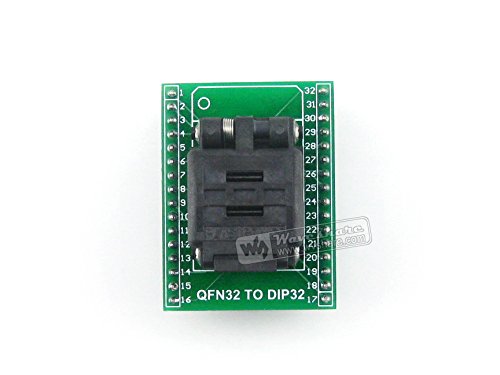 pzsmocn Clamshell Programming Connector/Converter/Adapter QFN32 to DIP32 (with PCB), 32-Pin, 0.5mm Pitch, Plastronics IC Test Burn-in Socket, Applied to MLP32, MLF32 Packages. von pzsmocn