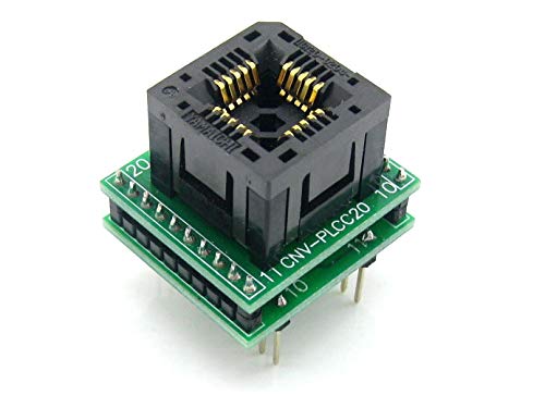 pzsmocn Coverless Programming Connector/Converter/Adapter PLCC20 to DIP20 (with PCB), 20-Pin, 1.27mm Pitch, Yamaichi IC Test Burn-in Socket, Applied to PLCC 20 Packages. von pzsmocn
