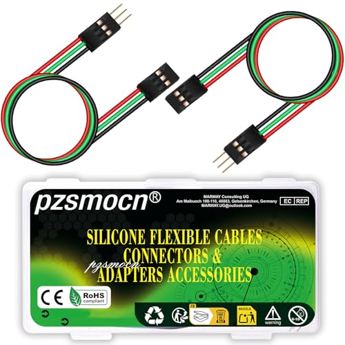 pzsmocn Flexible Silikon Jumper Wire Kabel Steckbrücken 24AWG 20cm，15Sets/75Stück für Dupont Steckverbinder 2,54mm 3-Polig Schwarz Male-Female Stecker Adapter Solderless Drahtbrücken für Breadboard von pzsmocn