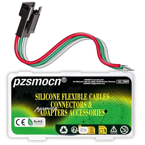 pzsmocn JST SM 2,5 mm Pitch 3 Pin Stecker Verbindungsstecker 20 AWG Silikonkabel, 15 Stück Weiblichen Steckverbinder IC-Stecker Adapter mit 20 cm Elektrisch Kabel, für LED Licht und DIY-Projekte von pzsmocn