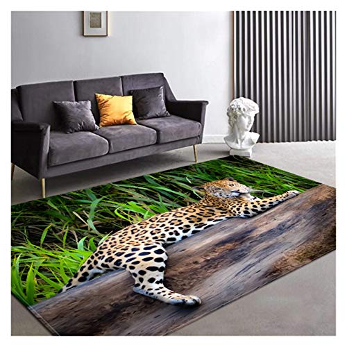 qazwsx Mode Leopard Muster Teppich Auf Dem Boden 3D Tier Gedruckt Matte Absorbieren rutschfeste Großen Teppich Wohnzimmer Kinderzimmer Teppich (Color : 1, Size : 60x90cm) von qazwsx