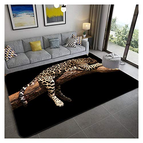 qazwsx Mode Leopard Muster Teppich Auf Dem Boden 3D Tier Gedruckt Matte Absorbieren rutschfeste Großen Teppich Wohnzimmer Kinderzimmer Teppich (Color : 3, Size : 60x90cm) von qazwsx