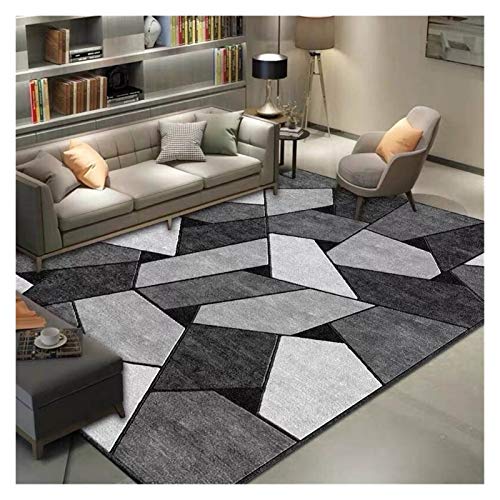 qazwsx Wohnzimmer Plüschteppich Geometrische rutschfeste Teppich Home Interior Druck Dekoration Sofa Bodenmatte Schlafzimmer Teppich Kindermatte (Color : Black, Size : 120x160cm) von qazwsx