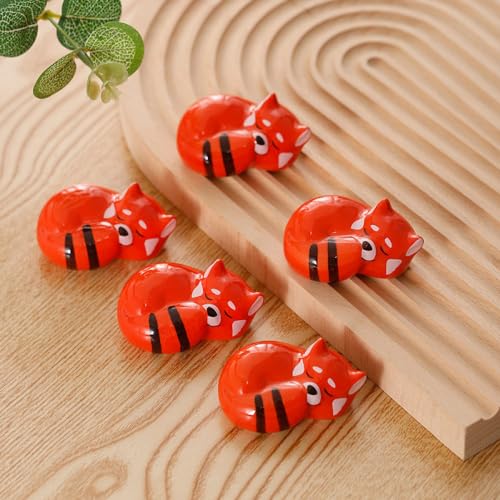 qbodp 5 Stück Fuchs Essstäbchenablagen Keramik Tier Essstäbchen Halter Für Löffel Gabel Essstäbchen Heim Esstischdekoration Kunsthandwerk Ornamente von qbodp