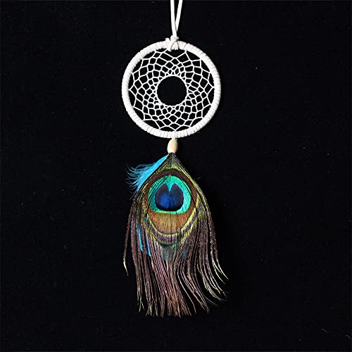 qbodp Süßes Autospiegel-Hängezubehör Pfauenfeder-Traumfänger Für Auto-Rückspiegel Handgemachtes Gewebe Im Boho-Stil Dreamcatcher-Auto-Innenspiegel von qbodp