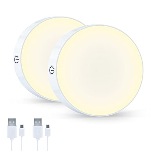 qeemmy Dimmbar Batteriebetrieben Touch Lampe 3000K, wiederaufladbar, led nachtlicht mit batterie, Helligkeit einstellbar, eingebauter Magnet, Schrankleuchte, Küchenlampe, 2er-Set von qeemmy