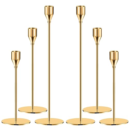 Kerzenständer Gold, Kerzenhalter Gold, Kerzenständer Stabkerzen 6 Pack Candle Holder für Party Geburtstag Abendessen Vintage Deko von qfandben