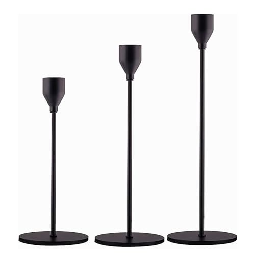Kerzenständer Schwarz 3er Pack - Kerzenhalter Metall für Party, Hochzeit, Deko, Tabelle, Geburtstag, Abendessen - Vintage Deko von qfandben
