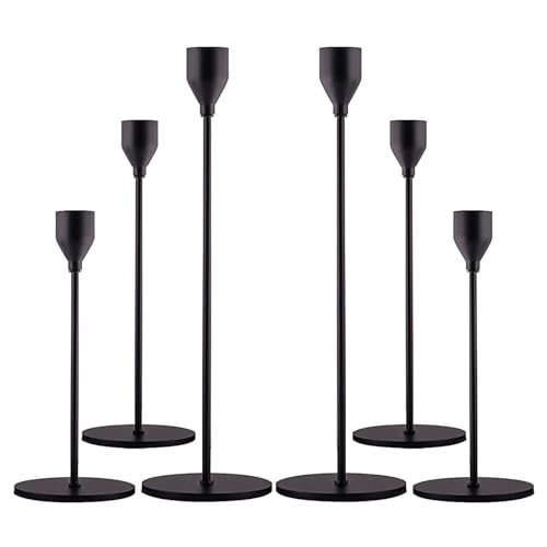 Kerzenständer Schwarz 6er Pack - Kerzenhalter Metall für Stabkerzen, Party, Hochzeit, Deko, Tabelle, Geburtstag, Abendessen - Vintage Deko von qfandben