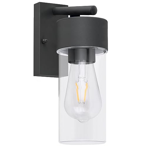 qfzwj Außen Wandleuchte Aussenlampe,Modern Edelstahl Außenlampe wand,Anthrazit IP44 Wasserdichte Aussenleuchte,E27 Base Wandlampe aussen Max.60W von qfzwj