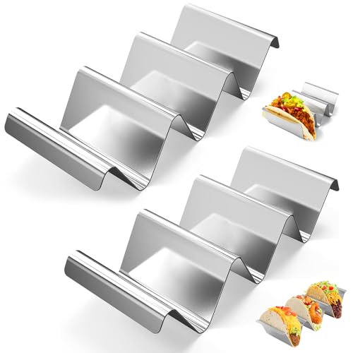 2 Stücke Taco Halter, Halter Ständer in Wellenform, Tortilla Halter mit Haltegriffen, Spülmaschinenfest & Backofenfest aus Edelstahl, für Halten Tacos, Sandwiches, Hot Dogs und Pfannkuchen, Wellenstil 2 Stücke Taco Halter, Halter Ständer in Wellenform, Tortilla Halter mit Haltegriffen, Spülmaschinenfest & Backofenfest aus Edelstahl, für Halten Tacos, Sandwiches, Hot Dogs und Pfannkuchen, Wellenstil von qhklew