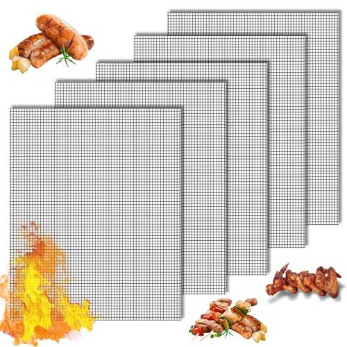 Grillmatte 42 x 36 cm, 5 Stück Antihaft Gitter Grillmatte, Teflon Netz Grillmatte, Wiederverwendbar - Hitzebeständig Grillmatte für Gasgrill, Holzkohle, Elektrogrill, für Fleisch, Fisch Und Gemüse Grillmatte 42 x 36 cm, 5 Stück Antihaft Gitter Grillmatte, Teflon Netz Grillmatte, Wiederverwendbar - Hitzebeständig Grillmatte für Gasgrill, Holzkohle, Elektrogrill, für Fleisch, Fisch Und Gemüse von qhklew