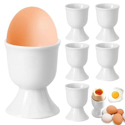 qhklew 6 Stück Eierbecher Keramik, Eierhalter Set, Eierbecher Porzellan, Tablett Frühstück Egg Cup Halter, Kleine Weinglasform, Eierbecher für Hart und Weichgekochten Eiern von qhklew