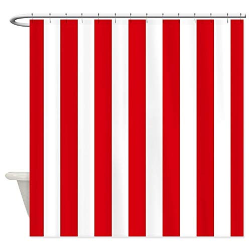 qhtqtt Duschvorhang Rote Und Weiße Vertikale Streifen Dekorativer Stoff Duschvorhang Haus Wohnzimmer 180X200Cm A von qhtqtt
