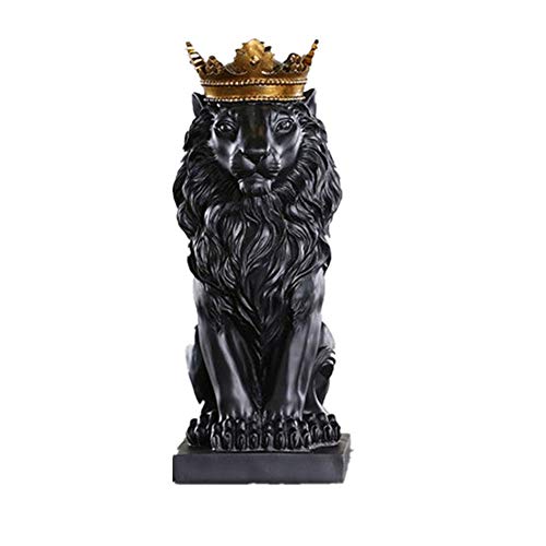 qianyue Harz Abstrakt Schwarz Weiß Crown Lion Skulptur Statue Handwerk Home Schreibtisch Dekoration Geometrische Harz Wildtier Lion Statue Handwerk (Schwarz) von qianyue