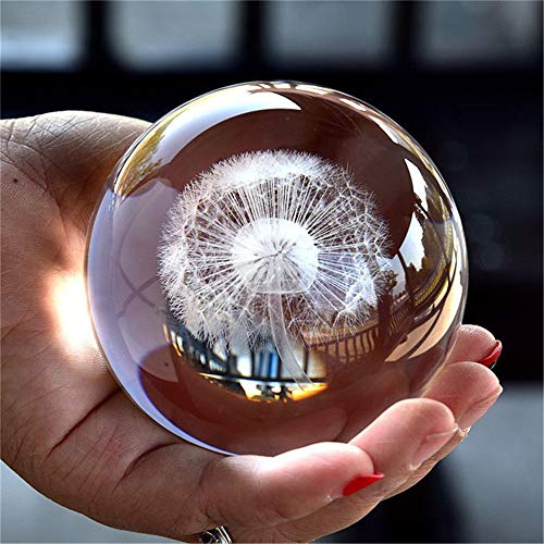 Besot Kristall Löwenzahn Ball Figurine Feng Shui Büro Dekorative Sturm Glaskugeln Ornamente Löwenzahn Statue Handwerk (80mm) von Besot