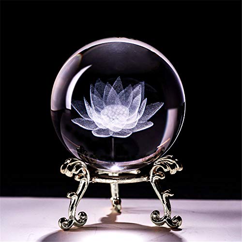 qianyue Lasergravur-Lotus-Kristallkugel in 3D (80mm) von qianyue