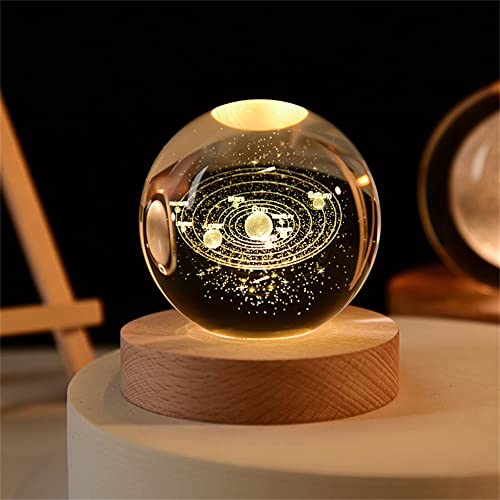 qianyue Sonnensystem Crystal Ball mit Ständer Schwarz 80mm Feng Shui Home Kunst Dekor Ornamente Astronomische himmlische acht Galaxy Planeten (klar) von qianyue