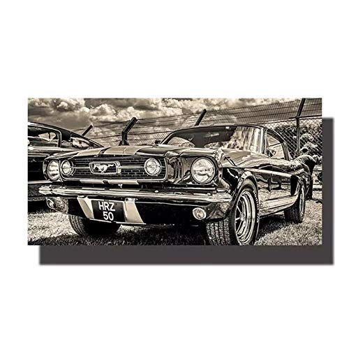 qianyuhe Leinwandbilder Modular Print Artwork Klassische Sportwagen Poster Wohnkultur Wandkunst 1 Stück Bilder 1965 Ford Mustang Auto 60x90cm （23.6x35.4inch） von qianyuhe
