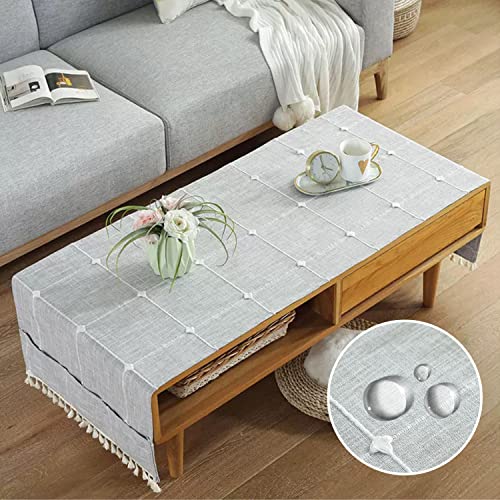 qiden Abwischbare Tischdecke Leinen Mit Taschen, Tischdecken Wohnzimmertisch/Table Cloth Couchtisch Rechteckig, Kleine Tischtuch Für Dekoration-D-50x145cm(20x57inch) von qiden