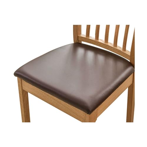 qiden Esszimmerstuhl Sitzbezüge 2 4 6er Set, Stuhlbezug Sitzfläche Stretch Sitzbezüge Kunstleder Wasserdicht Stuhlbezug,Einfaches Abnehmen des Sitzbezugs-Braun-2er Set (36-48cm) von qiden