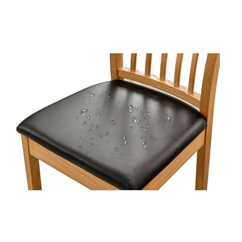 qiden Esszimmerstuhl Sitzbezüge 2 4 6er Set, Stuhlbezug Sitzfläche Stretch Sitzbezüge Kunstleder Wasserdicht Stuhlbezug,Einfaches Abnehmen des Sitzbezugs-Schwarz-2er Set (36-48cm) von qiden
