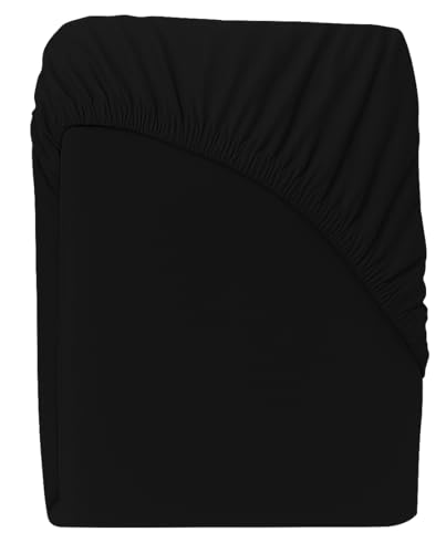 Spannbettlaken 200x200 cm Schwarz – Jersey, 100% Baumwolle, Gummizug – Bettlaken für Matratzen bis 30 cm Höhe, atmungsaktiv, weich & pflegeleicht Spannbettlaken 200x200 cm Schwarz – Jersey, 100% Baumwolle, Gummizug – Bettlaken für Matratzen bis 30 cm Höhe, atmungsaktiv, weich & pflegeleicht von qiip