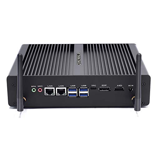 qikemall Lüfterloser Mini PC,Mini Computer Intel Core i5 8265U,64GB Ram DDR4 512G M2 SSD,2 LAN HDMI EDP Type-CSIM-Kartensteckplatz,Dual Band WiFi,BT4.2,Windows 10 Pro Linux von qikemall