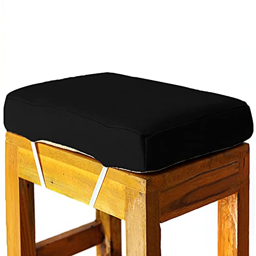 qing yun Hocker-Sitzkissen, rechteckige Stuhl-Sitzkissen, rutschfest, Baumwollleinen, Hockerbezug, Stuhlpolster für Büro, Studenten, Esszimmerstühle (35 x 25 x 3 cm, schwarz) von qing yun
