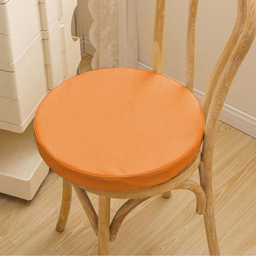 qing yun Runder Stuhl Sitzkissen wasserdicht Sitzkissen, rutschfestes Pad gepolstert Stuhl Kissen Bistro Stuhl Kissen für Haus Küche Garten Patio (35x35x2cm,Orange) von qing yun