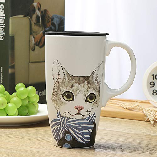 qingci Süße Keramik Tasse Kreative Milch Kaffeebecher 500Ml Minimalistische Katze von qingci