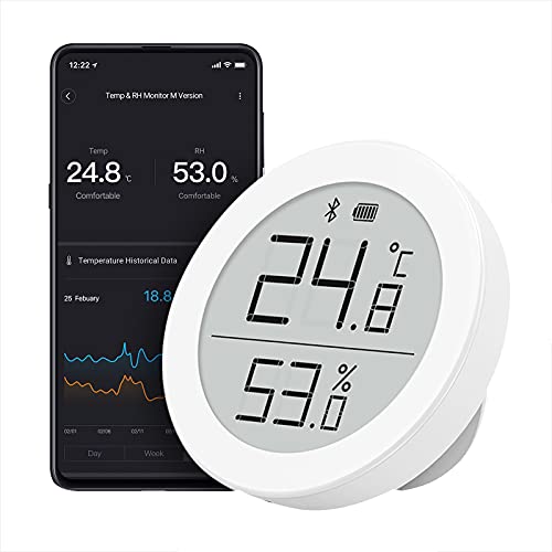 Qingping Temperatur- und Feuchtigkeitsmonitor Mi Home Version, Indoor Digital Bluetooth Thermometer Hygrometer für Heimat Zimmer mit E-Ink-Anzeige von qingping