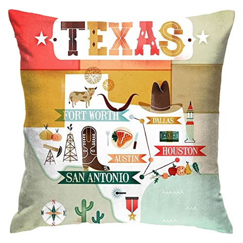 Kissenbezüge 45X45cm Texas, Usa-Karte Kissenhülle Home Deko Kissenbezug Quadrat Zierkissen Für Bed, Sommer, Terrasse Kissenbezüge 45X45cm Texas, Usa-Karte Kissenhülle Home Deko Kissenbezug Quadrat Zierkissen Für Bed, Sommer, Terrasse von qinhuangdaodasushangmaoyouxiangongsi