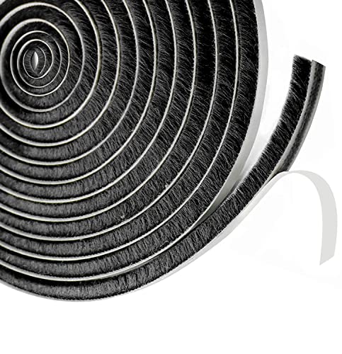 Bürstendichtung Türdichtung Selbstklebend 9 mm(B) x 5 mm(D) x6M(L), Türbodendichtung Insektenschutz, Dichtungsbürste für Tür, Fenster, Kleiderschränk,zugluftstopper für türen von qipuneky