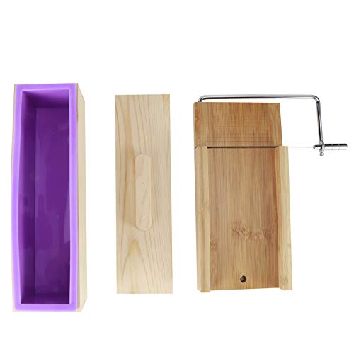 Schneider Lila Multifunktions-DIY Regulierbare handgemachte Seifenform Drahtschneidemaschine Seifenschneidwerkzeug for die Küche zu Hause /357 (Color : #911, Size : Set 1 (bamboo flat plate+900 toas von qiqiaollo
