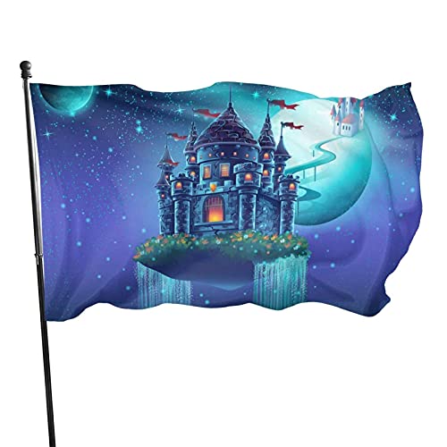 Bannerfahnen Fiktives Magisches Schloss Dekorationen Flagge Langlebig Flaggen Mit Öse Verblassen Beständig Dekorative Fahnen Für Partys, Zuhause, Drinnen Und Draußen, 90X150Cm von qiqihaeryukundianzishangwuyouxiangongsi8561