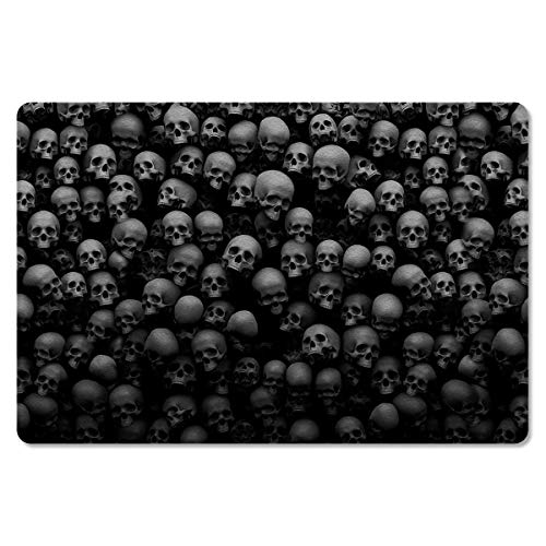 Fussmatte Cooler Totenkopf Schwarz Flacher Fußabtreter Wasserabsorbierend Schmutzfangmatte Dekoration Geschenk Türmatte Rutschfester Vorleger, Für Haustür, Küche, 40X60cm von qiqihaeryukundianzishangwuyouxiangongsi8561