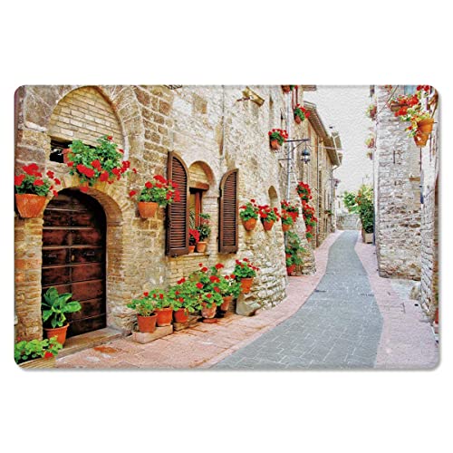 Fussmatte Italien Baustraße Schmutzfangmatte Bedruckt Sauberlaufmatte Waschbar Rutschfester Vorleger Fußmatte Außen, Für Garten, Flur, 40X60cm von qiqihaeryukundianzishangwuyouxiangongsi8561