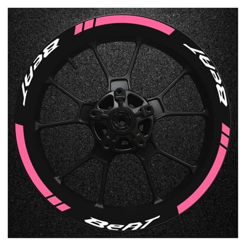 Für Beat BeAT Fi V1 V2 14 "Reflektierende Radnabenaufkleber Motor Bike Felgenstreifen Zubehör Aufkleber(Pink) von qiuboou