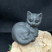 Obsidian Katze, Bergkristall, Kätzchen Figur, Geschenk Zur Wohnungseinrichtung D052345 von qiuhaocrystal