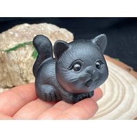 Obsidian Katze , Bergkristall Kätzchen Figur Geschenk Zur Wohnungseinrichtung D052341 von qiuhaocrystal