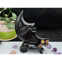 Obsidian Mond Gesicht, Quarz Kristall, Mond Figur, Geschenk Zur Wohnungserwärmung, Home Decor D080908 von qiuhaocrystal