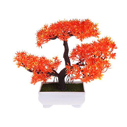 qiuxiaoaa Bonsai-Emulator für Hochzeiten, künstliche Blumen, künstliche Blumentöpfe, Ornamente, im Topf, Orange von qiuxiaoaa