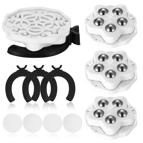 4 Stück Möbelrollen Flach Set, Kugelrollen für Möbel, Selbstklebende Rollen Klein, Schwerlast Möbelroller für Transport von Gleitrollen Küchengeräte, mit 4 x Klebeband, 4 x Dämpfungspads. (weiß) von qiwuhai