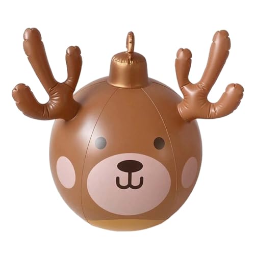 qixeuoa Weihnachts Rentier Aufblasbarer Ball | Niedliche Outdoor Hirsch Weihnachtsdekoration - Gartendekoration Für Terrasse Einfahrt Hof Weihnachten Erntedankfest von qixeuoa