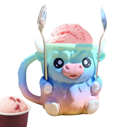 qixeuoa Äis Pint Halter,Hochlandrind Eiscreme Halter,Süße 3D Gedruckte Pint Eiscreme Halter Behälter,Wiederverwendbarer,Für Haushalt Familie Freunde Geschenk Sommerparty von qixeuoa