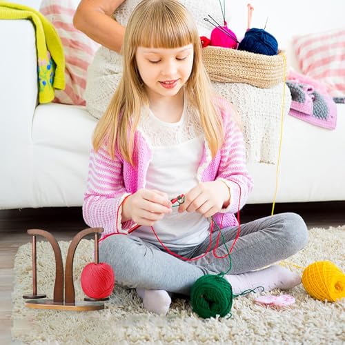 qixeuoa Garnhalter aus Holz zum Häkeln, magnetischer Garnknäuelhalter | Rotierender magnetischer Garnständer aus Holz,Platzsparender Garnspinner mit 320 g Traglast, Leichter Garn-Organizer zum Häkeln von qixeuoa