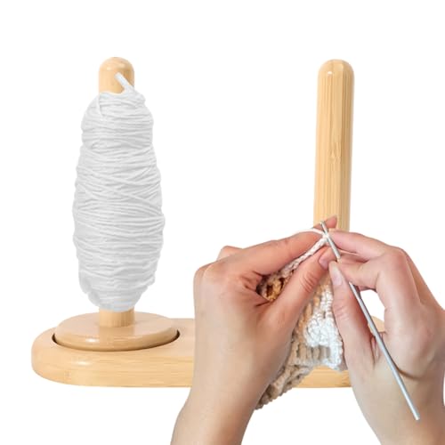 qixeuoa Häkelgarnhalter | Stickgarn Spender Doppellager,Holz Garnhalter Ständer Aufbewahrung Bastelwerkzeug Für Anfänger Haushalt Nähen Häkeln Liebhaber Stickorganisation von qixeuoa