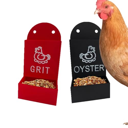 qixeuoa Hühner Grit Spender | Aufhängbarer Geflügel Futterbehälter,2 Stück Grit Futterrinne Für Enten Hühner Und Anderes Geflügel von qixeuoa