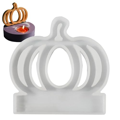 qixeuoa Teelicht Halter Silikon Form - Kürbis Kerzenhalter Gussform - Halloween Silikonform Für Harzkunst Basteln Tischdekoration Wohnkultur von qixeuoa